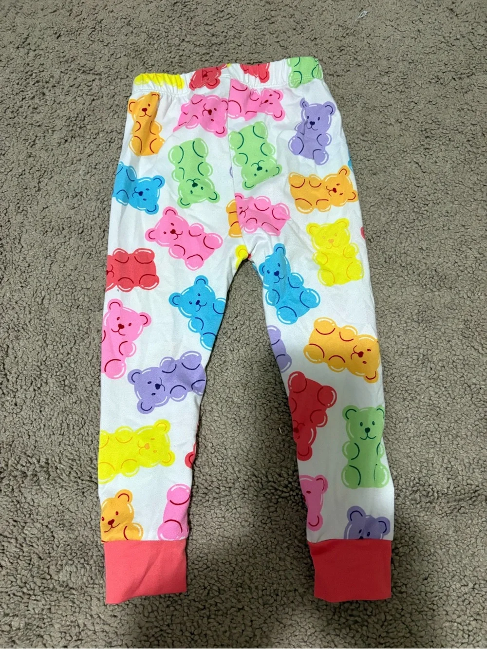 Kids Gummy Bear Print Pajama Set - White with Multicolor Bears